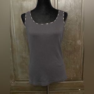 Thalia Sodi  Black with rhinestone design tank top- Large